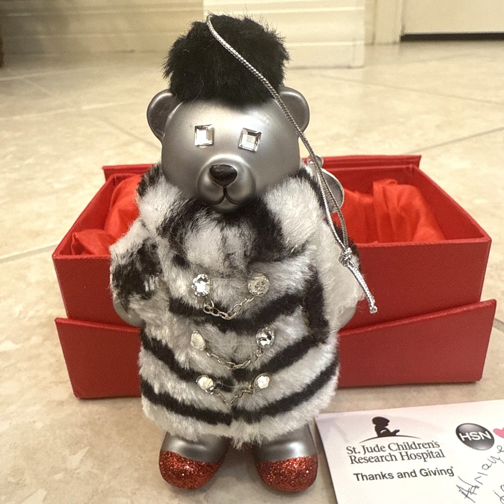 2014 Swarovski‎ Crystals St Jude HSN Cares Bear Christmas Ornament Landau Signed
